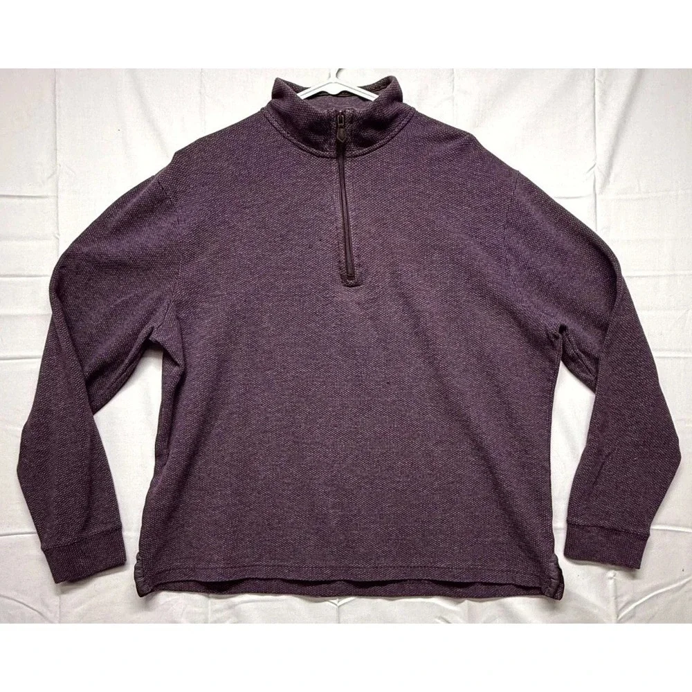JoS. A. Bank Reserve Sweater Men XL Purple Traditional Fit Quarter Zip Mock Neck